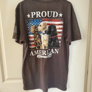 NWT  Buckwear Proud American mens short sleeve labradog retriever dog shirt L